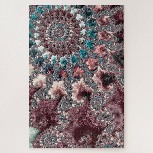 Retro Groovy Eclectische Boheemse Spiraal Fractal Legpuzzel (Verticaal)
