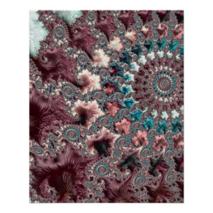 Retro Groovy Eclectische Boheemse Spiraal Fractal Perfect Poster