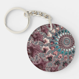 Retro Groovy Eclectische Boheemse Spiraal Fractal Sleutelhanger