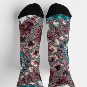 Retro Groovy Eclectische Boheemse Spiraal Fractal Sokken