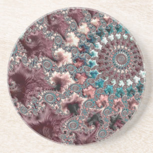 Retro Groovy Eclectische Boheemse Spiraal Fractal Zandsteen Onderzetter