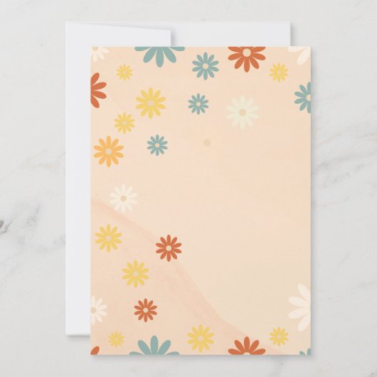 Retro groovy één dagbloem Eerste verjaardag Kaart (Achterkant)