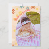 Retro groovy één dagbloem Eerste verjaardag Kaart (Voorkant)