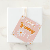 Retro Groovy Een Meisjes 1e Verjaardag Bedankjes Labels (In situ)