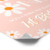 Retro Groovy Een Meisjes 1e Verjaardag Welkom Poster (Hoek)