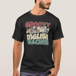 Retro Groovy English Teacher Colorful Teaching T-shirt