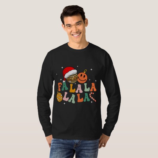 Retro Groovy Fa La Kerstverlichting Leuke Xmas S T-shirt (Voorkant volledig)