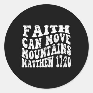 Retro Groovy Faith Matthew 17 20 Geloof kan bewege Ronde Sticker