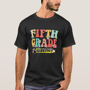 Retro Groovy Fifth Grade Docent Eerste Dag 5e Gra T-shirt