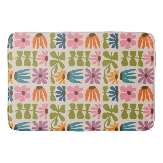 Retro Groovy Floral Badmat (Voorkant)