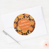 Retro Groovy Floral Oranje geel gebruik Ronde Sticker (Envelop)