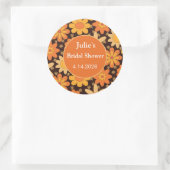 Retro Groovy Floral Oranje geel gebruik Ronde Sticker (Tas)