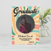 Retro Groovy Foto 2023 Aankondiging Afstuderen (Staand voorkant)