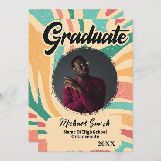 Retro Groovy Foto 2023 Aankondiging Afstuderen (Voorkant / Achterkant)