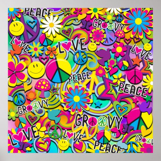 Retro Groovy FUN 60's 60's Love Birthday Party Poster (Voorkant)