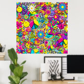 Retro Groovy FUN 60's 60's Love Birthday Party Poster (Thuiskantoor)