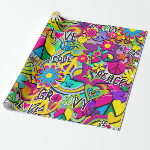 Retro Groovy FUN 60's Jaren Zestig Verjaardagsfees Cadeaupapier