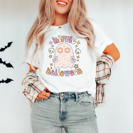 Retro Groovy Ghost Hippie Halloween T-Shirt