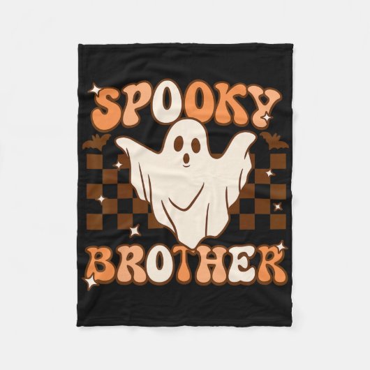 Retro Groovy Ghost Spooky Brother Kostuum Matching Fleece Deken (Voorkant)