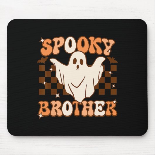 Retro Groovy Ghost Spooky Brother Kostuum Matching Muismat (Voorkant)