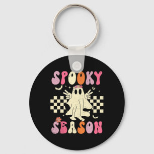Retro Groovy Ghost Spooky Season Ghost Boo Hallowe Sleutelhanger