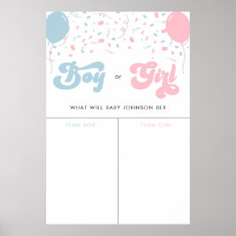 Retro Groovy Girl of Boy Baby Gender Voeding Sign Poster