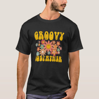 Retro Groovy Godfather Matching Family 1st Birthda T-shirt