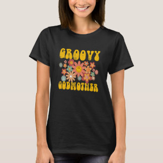 Retro Groovy Godmoeder Matching Family 1st Birthda T-shirt