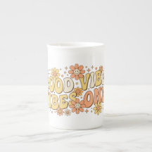 Retro Groovy Goede Vibes Alleen Golvende Typografi