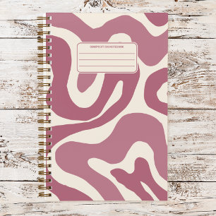 Retro Groovy Golfachtig Vloeibaar Draaiend Patroon Notitieboek