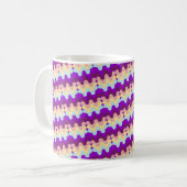 Retro Groovy Golfpatroon Paars En Geel Koffiemok (Voorkant links)