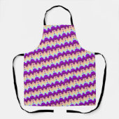 Retro Groovy Golfpatroon Paars En Geel Schort (Voorkant)