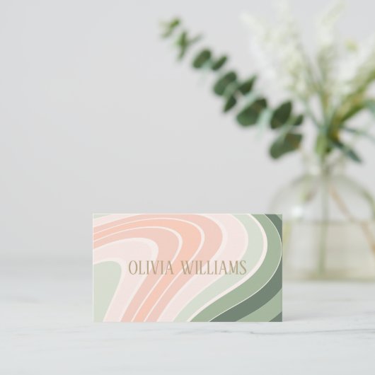 Retro Groovy golvend patroon Visitekaartje (Staand voorkant)
