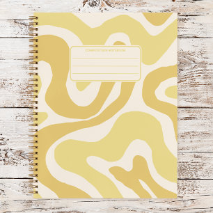 Retro Groovy Golvend Vloeibaar Draaiend Patroon Co Notitieboek