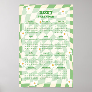 Retro Groovy Golvende Geruite Patroon 2027 Agenda Poster
