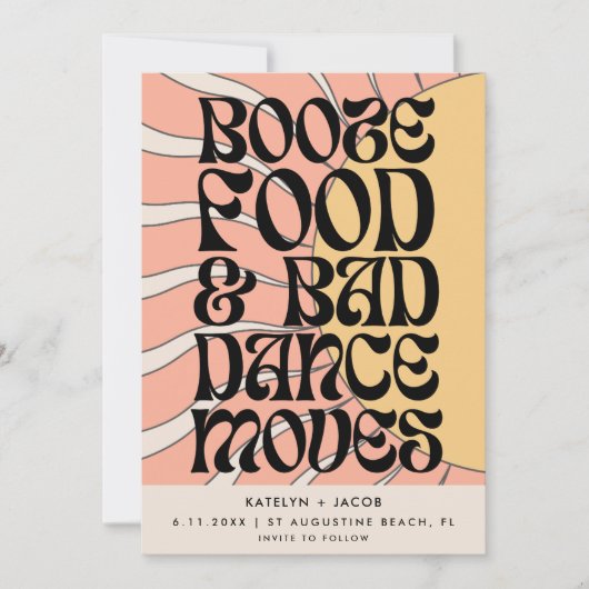 Retro Groovy Grappige Huwelijksfoto Save The Date (Voorkant)