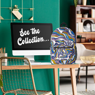 Retro Groovy Groen Blauw Paars Golf Naam Bedrukte Rugzak
