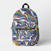 Retro Groovy Groen Blauw Paars Golf Naam Bedrukte Rugzak (Voorkant)