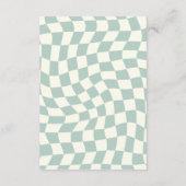 Retro Groovy Groen Checkerboard Bruiloft Informatiekaartje (Achterkant)