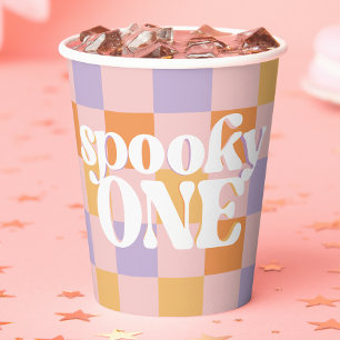 Retro Groovy Halloween eerste verjaardag Papieren Bekers