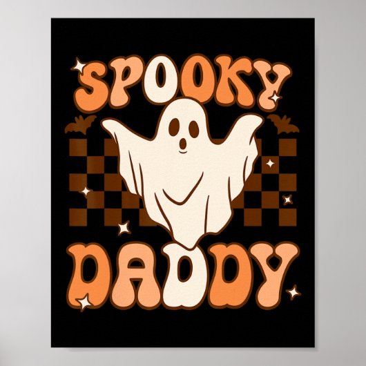Retro Groovy Halloween Ghost Spooky Daddy Kostuum Poster (Voorkant)