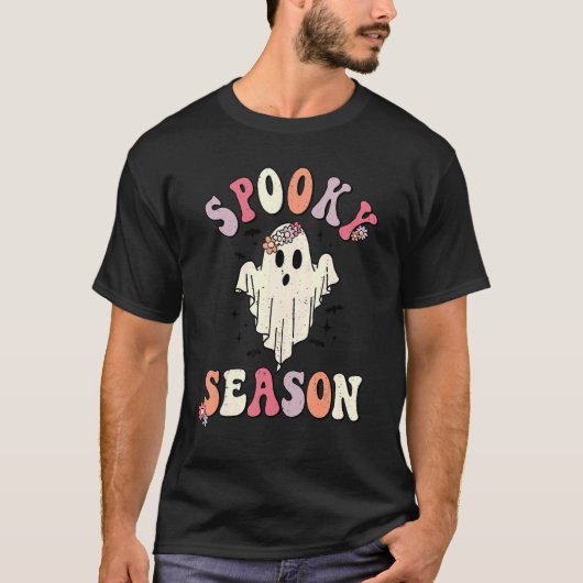 Retro Groovy Halloween Ghost Spooky Season Teacher T-shirt (Voorkant)