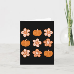 Retro Groovy Halloween Herfst Hippie Pompoen Bloem Kaart
