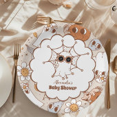 Retro Groovy Halloween Little Boo Baby shower Papieren Bordje