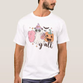 Retro Groovy Halloween Spooky Boo Y’all T-shirt (Voorkant)