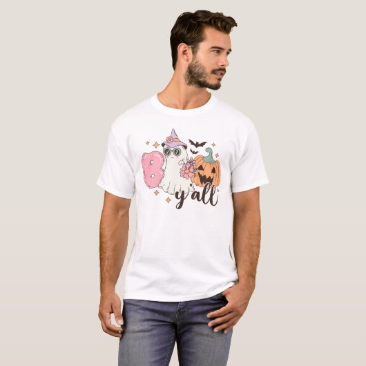 Retro Groovy Halloween Spooky Boo Y’all T-shirt (Voorkant volledig)