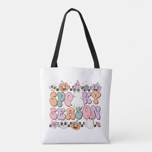 Retro Groovy Halloween Spooky Seizoen Draagtas (Achterkant)