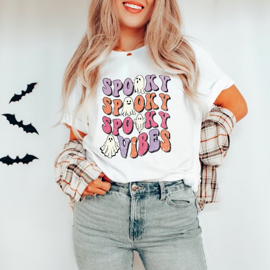 Retro Groovy Halloween Spooky Vibes T-Shirt