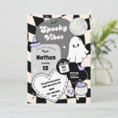 Retro Groovy Halloween Verjaardag Spooky Ghost Kaart (Staand voorkant)