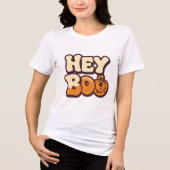 Retro Groovy Halloween Women’s T-Shirt | “Hey Boo” (Voorkant)